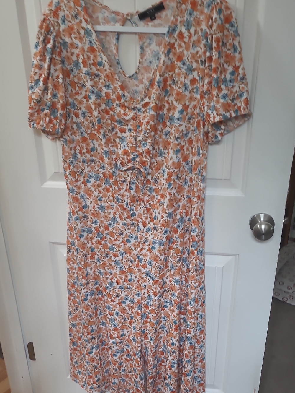 Vibe 2X Orange & Blue Floral Jumpsuit